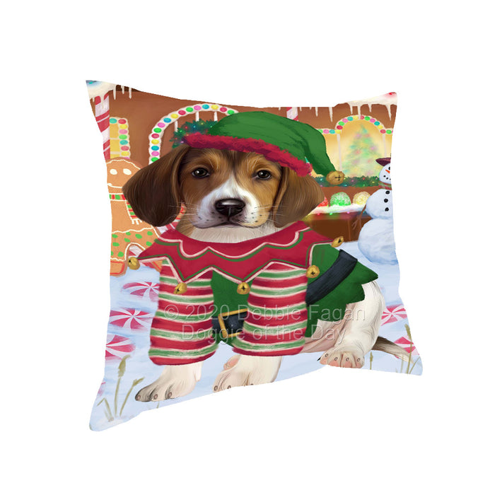 Christmas Gingerbread Elf American English Foxhound Dog Pillow with Top Quality High-Resolution Images - Ultra Soft Pet Pillows for Sleeping - Reversible & Comfort - Ideal Gift for Dog Lover - Cushion for Sofa Couch Bed - 100% Polyester