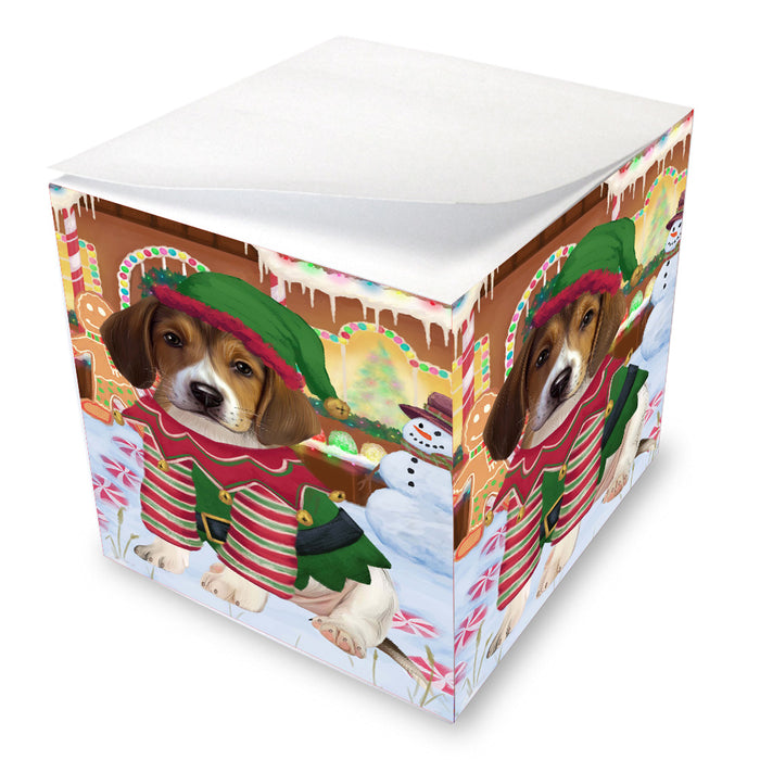 Christmas Gingerbread Elf American English Foxhound Dog Note Cube NOC-DOTD-A57386