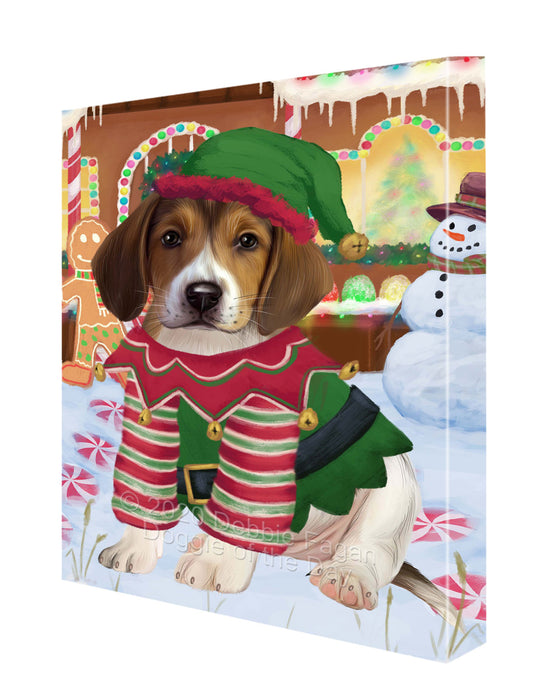 Christmas Gingerbread Elf American English Foxhound Dog Canvas Wall Art - Premium Quality Ready to Hang Room Decor Wall Art Canvas - Unique Animal Printed Digital Painting for Decoration