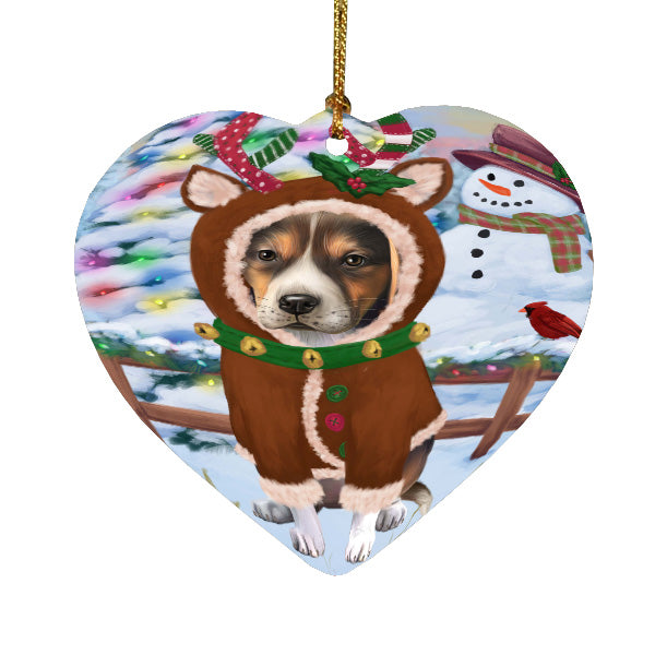 Christmas Gingerbread Reindeer American English Foxhound Dog Heart Christmas Ornament HPORA59114