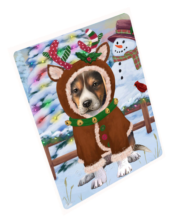 Christmas Gingerbread Reindeer American English Foxhound Dog Cutting Board - For Kitchen - Scratch & Stain Resistant - Designed To Stay In Place - Easy To Clean By Hand - Perfect for Chopping Meats, Vegetables
