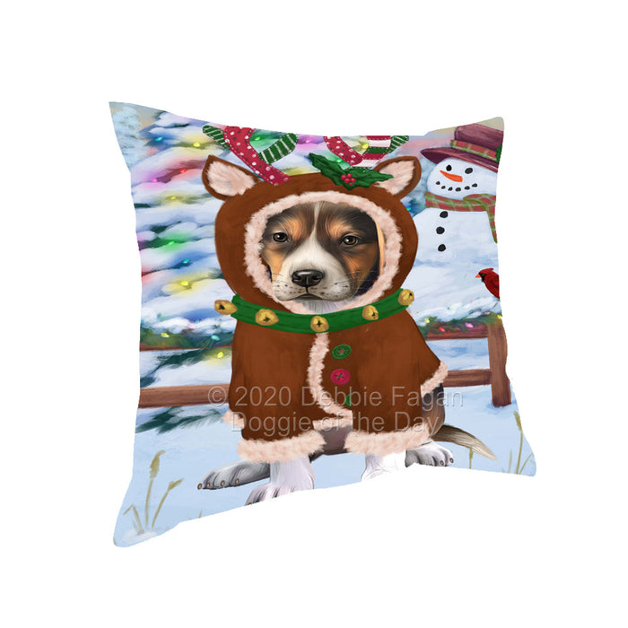 Christmas Gingerbread Reindeer American English Foxhound Dog Pillow with Top Quality High-Resolution Images - Ultra Soft Pet Pillows for Sleeping - Reversible & Comfort - Ideal Gift for Dog Lover - Cushion for Sofa Couch Bed - 100% Polyester