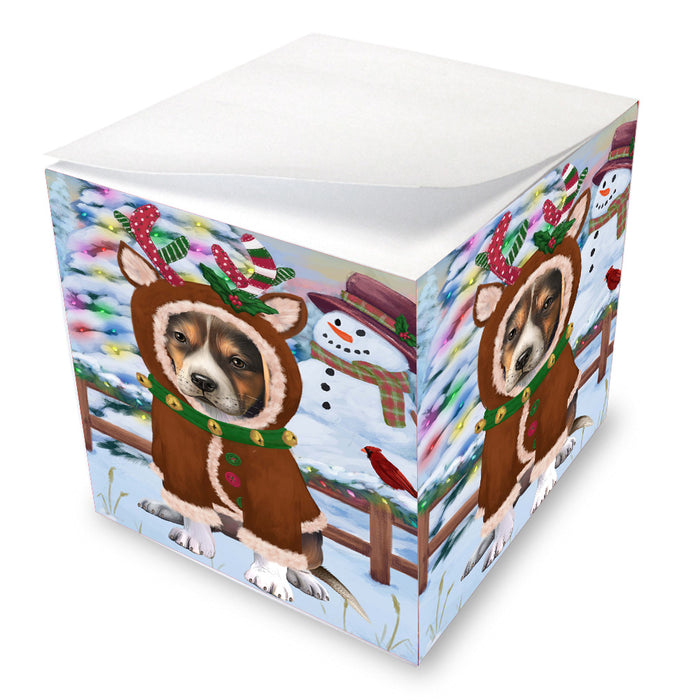 Christmas Gingerbread Reindeer American English Foxhound Dog Note Cube NOC-DOTD-A57394