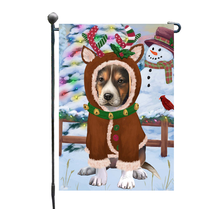 Christmas Gingerbread Reindeer American English Foxhound Dog Garden Flags Outdoor Decor for Homes and Gardens Double Sided Garden Yard Spring Decorative Vertical Home Flags Garden Porch Lawn Flag for Decorations