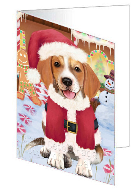 Christmas Gingerbread Candyfest American English Foxhound Dog Handmade Artwork Assorted Pets Greeting Cards and Note Cards with Envelopes for All Occasions and Holiday Seasons