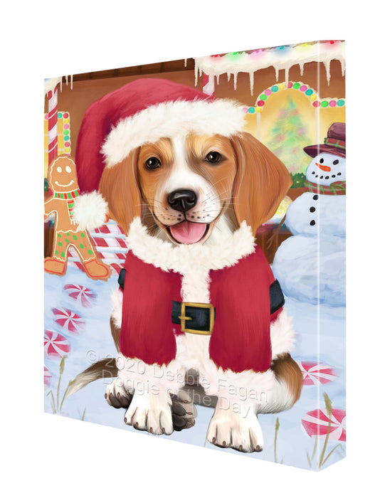 Christmas Gingerbread Candyfest American English Foxhound Dog Canvas Wall Art - Premium Quality Ready to Hang Room Decor Wall Art Canvas - Unique Animal Printed Digital Painting for Decoration