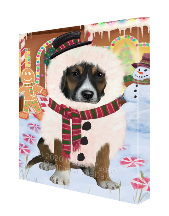 Christmas Gingerbread Snowman American English Foxhound Dog Canvas Wall Art - Premium Quality Ready to Hang Room Decor Wall Art Canvas - Unique Animal Printed Digital Painting for Decoration