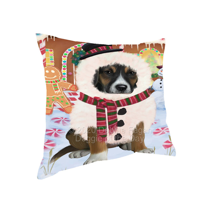 Christmas Gingerbread Snowman American English Foxhound Dog Pillow with Top Quality High-Resolution Images - Ultra Soft Pet Pillows for Sleeping - Reversible & Comfort - Ideal Gift for Dog Lover - Cushion for Sofa Couch Bed - 100% Polyester