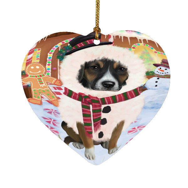 Christmas Gingerbread Snowman American English Foxhound Dog Heart Christmas Ornament HPORA59098