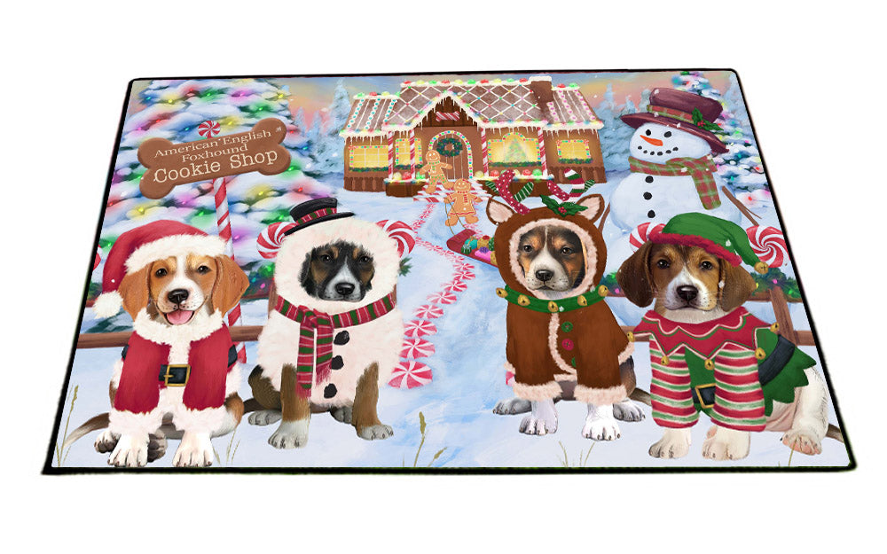 Holiday Gingerbread Cookie Shop American English Foxhound Dogs Floormat FLMS55567
