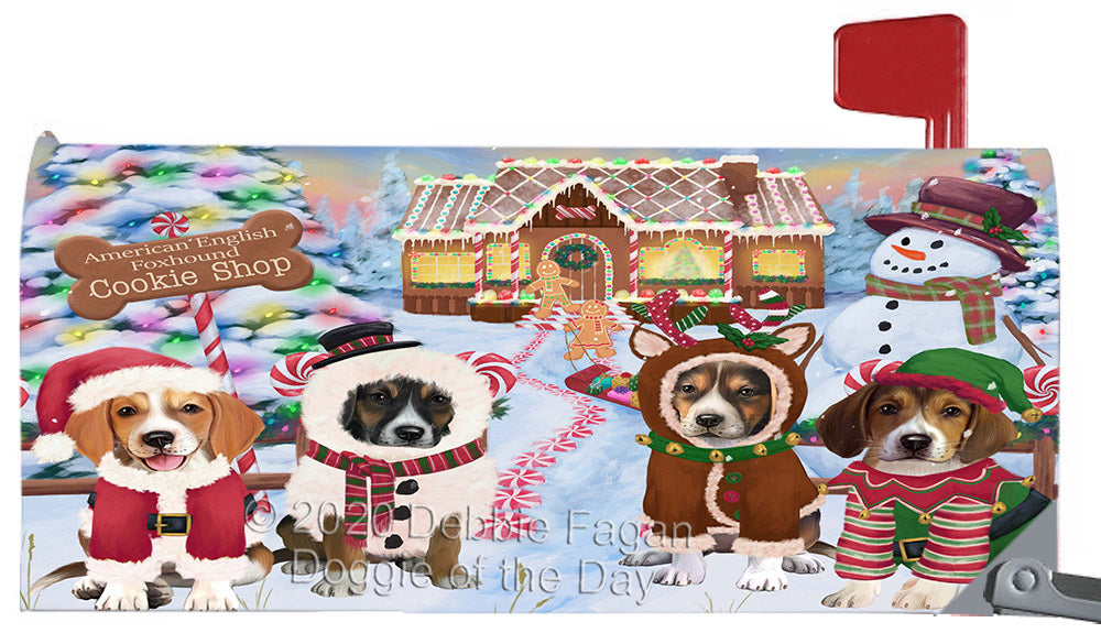 Christmas Gingerbread Cookie Shop American English Foxhound Dogs Magnetic Mailbox Cover Both Sides Pet Theme Printed Decorative Letter Box Wrap Case Postbox Thick Magnetic Vinyl Material