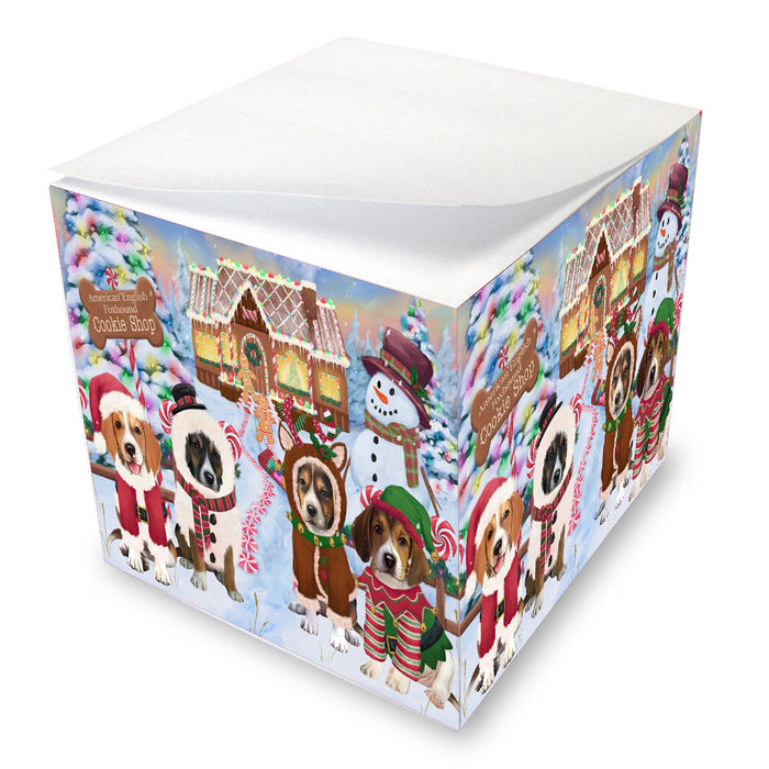 Christmas Gingerbread Cookie Shop American English Foxhound Dogs Note Cube NOC-DOTD-A57223