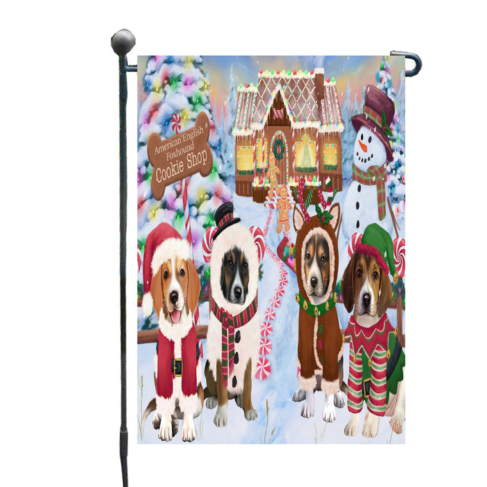 Christmas Gingerbread Cookie Shop American English Foxhound Dogs Garden Flags Outdoor Decor for Homes and Gardens Double Sided Garden Yard Spring Decorative Vertical Home Flags Garden Porch Lawn Flag for Decorations