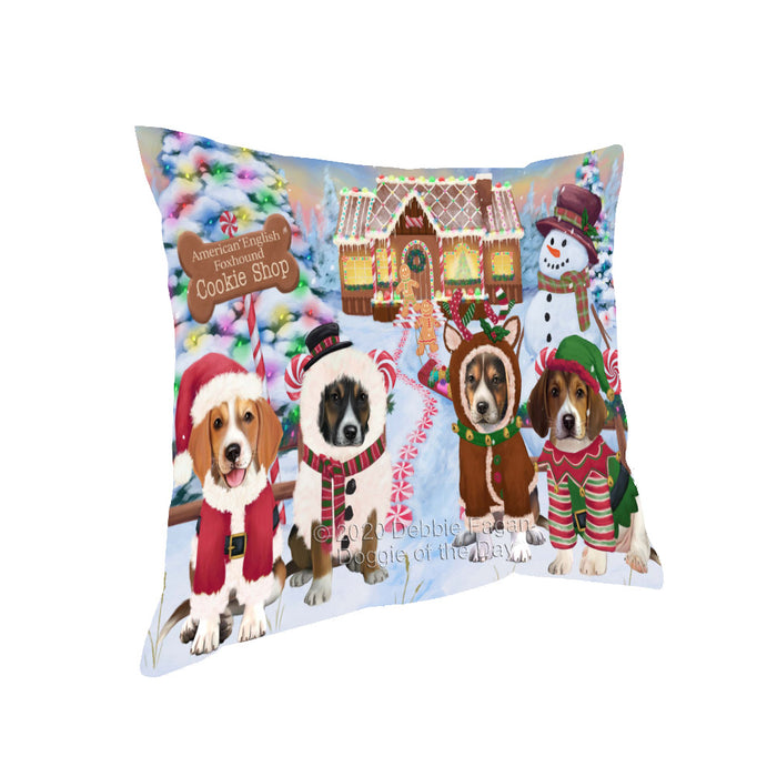 Christmas Gingerbread Cookie Shop American English Foxhound Dogs Pillow with Top Quality High-Resolution Images - Ultra Soft Pet Pillows for Sleeping - Reversible & Comfort - Ideal Gift for Dog Lover - Cushion for Sofa Couch Bed - 100% Polyester