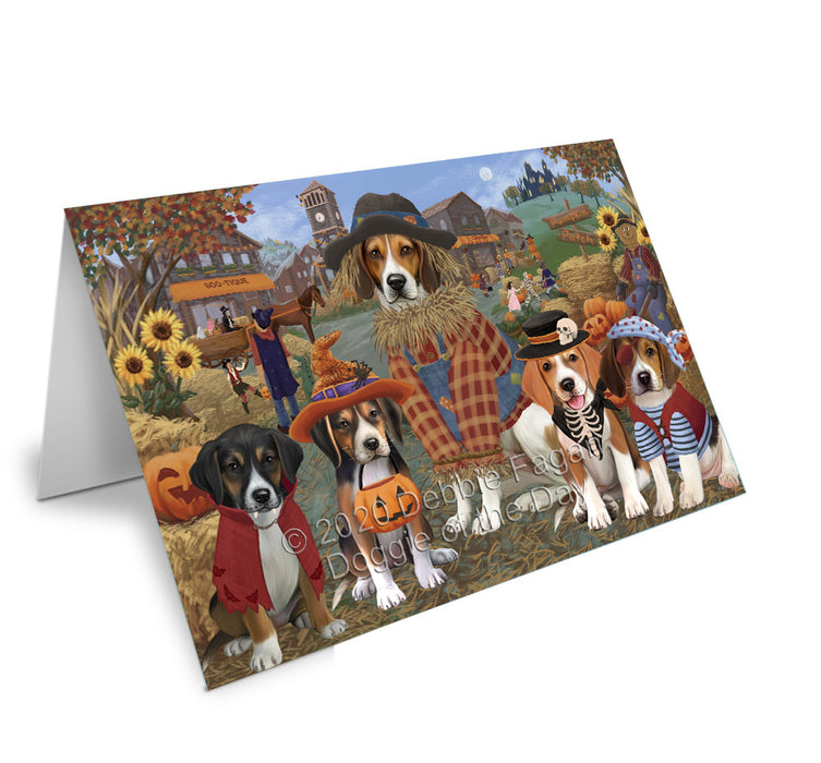 Halloween 'Round Town American English Foxhound Dogs Handmade Artwork Assorted Pets Greeting Cards and Note Cards with Envelopes for All Occasions and Holiday Seasons