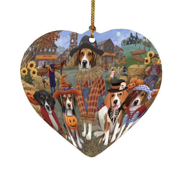 Halloween 'Round Town American English Foxhound Dogs Heart Christmas Ornament HPORA58959
