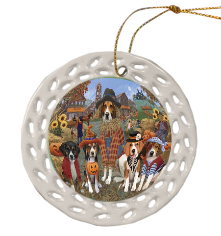 Halloween 'Round Town American English Foxhound Dogs Doily Ornament DPOR58610