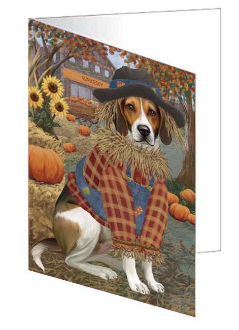 Halloween 'Round Town American English Foxhound Dog Handmade Artwork Assorted Pets Greeting Cards and Note Cards with Envelopes for All Occasions and Holiday Seasons