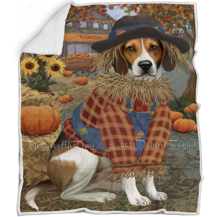 Halloween 'Round Town And Fall Pumpkin Scarecrow Both  American English Foxhound Dogs Blanket BLNKT143609