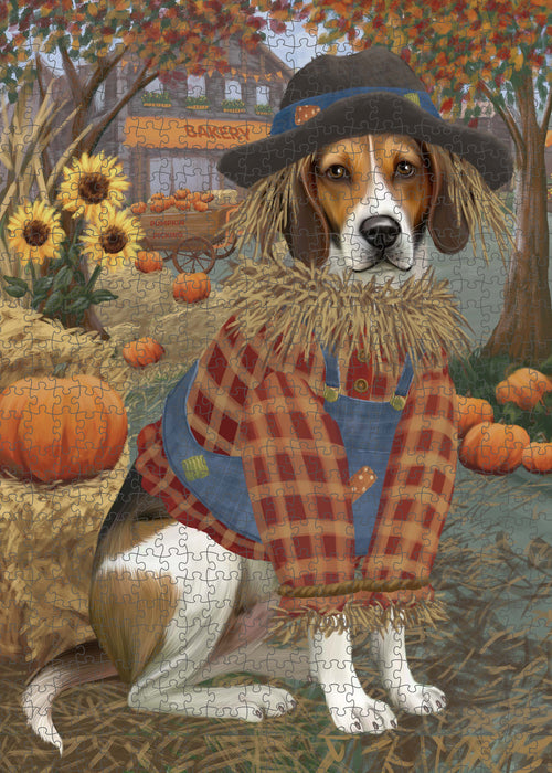 Halloween 'Round Town American English Foxhound Dog Portrait Jigsaw Puzzle for Adults Animal Interlocking Puzzle Game Unique Gift for Dog Lover's with Metal Tin Box PZL483