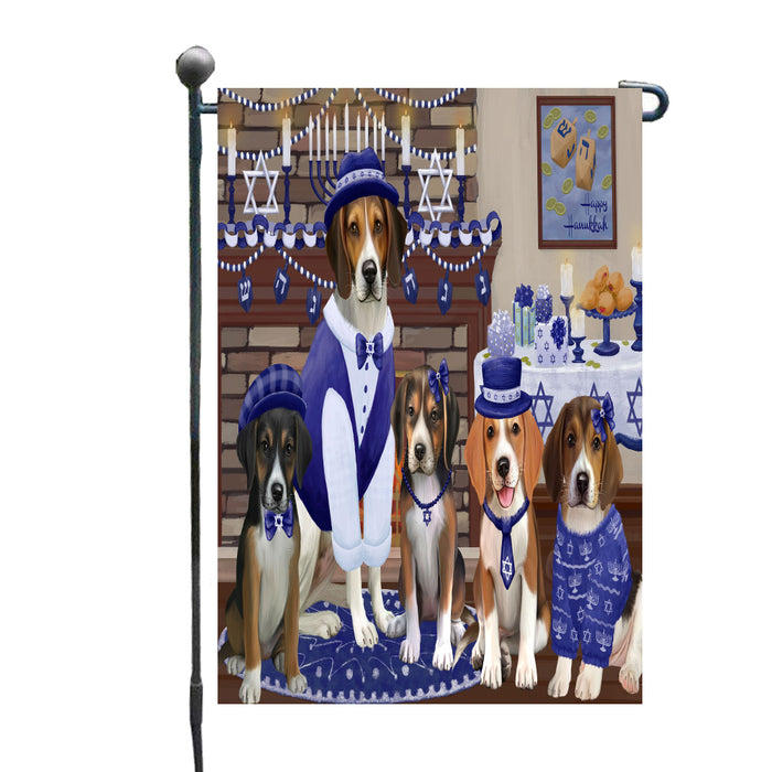 Happy Hanukkah Family American English Foxhound Dogs Garden Flags Outdoor Decor for Homes and Gardens Double Sided Garden Yard Spring Decorative Vertical Home Flags Garden Porch Lawn Flag for Decorations