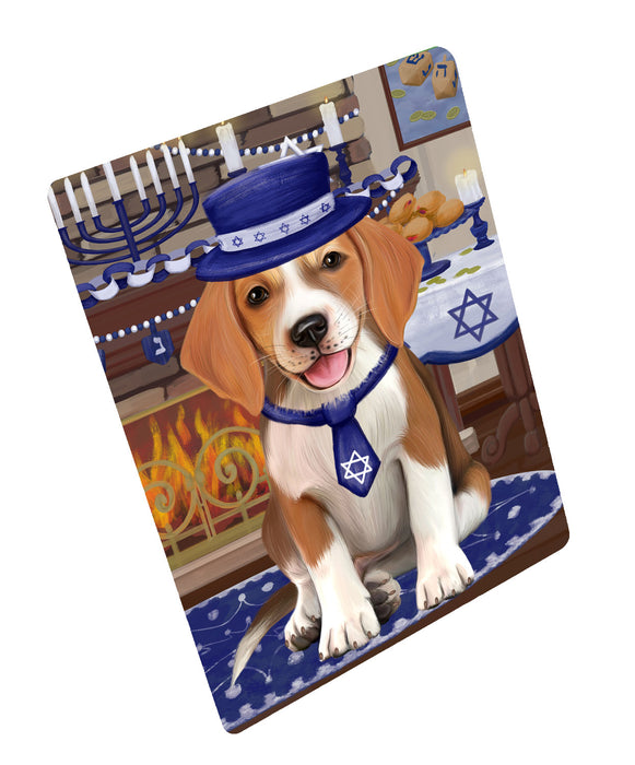Happy Hanukkah Family American English Foxhound Dog Cutting Board - For Kitchen - Scratch & Stain Resistant - Designed To Stay In Place - Easy To Clean By Hand - Perfect for Chopping Meats, Vegetables