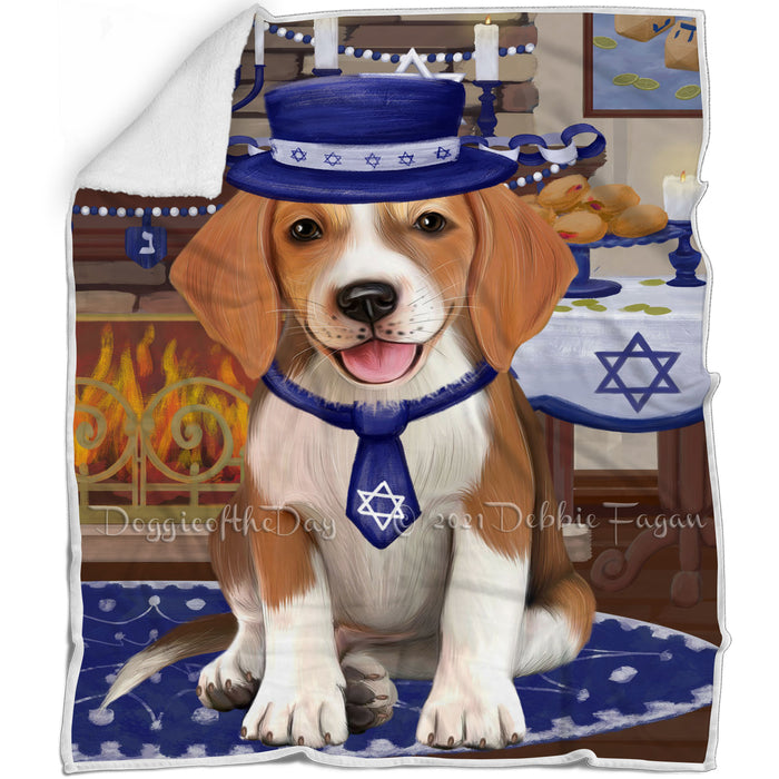 Happy Hanukkah American English Foxhound Dog Blanket BLNKT143995