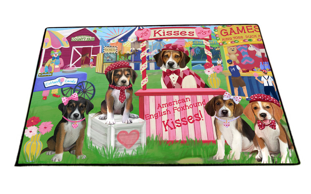 Carnival Kissing Booth American English Foxhound Dogs Floormat FLMS55591