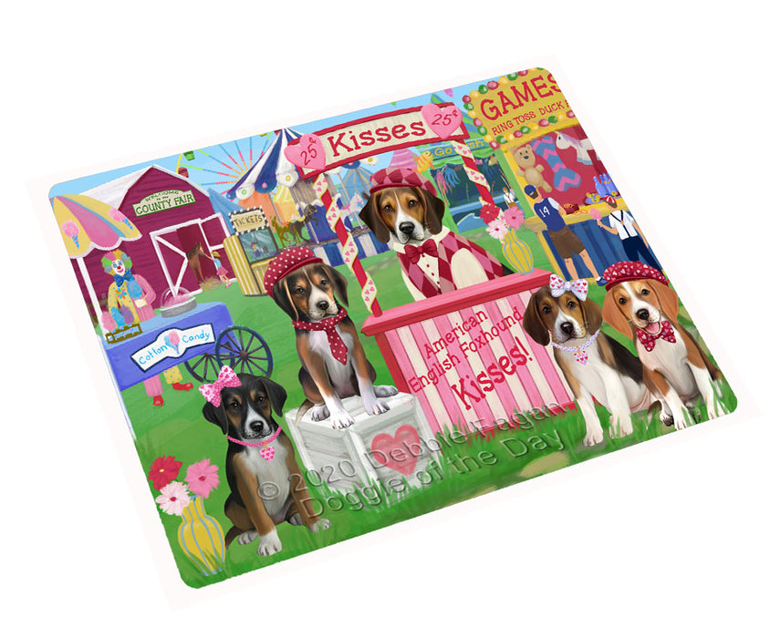 Carnival Kissing Booth American English Foxhound Dogs Cutting Board - For Kitchen - Scratch & Stain Resistant - Designed To Stay In Place - Easy To Clean By Hand - Perfect for Chopping Meats, Vegetables
