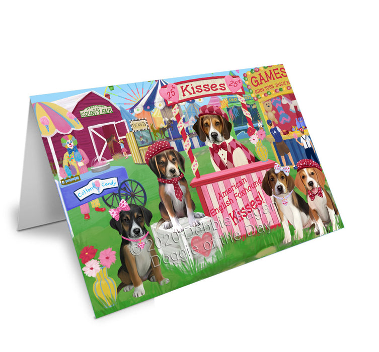 Carnival Kissing Booth American English Foxhound Dogs Handmade Artwork Assorted Pets Greeting Cards and Note Cards with Envelopes for All Occasions and Holiday Seasons