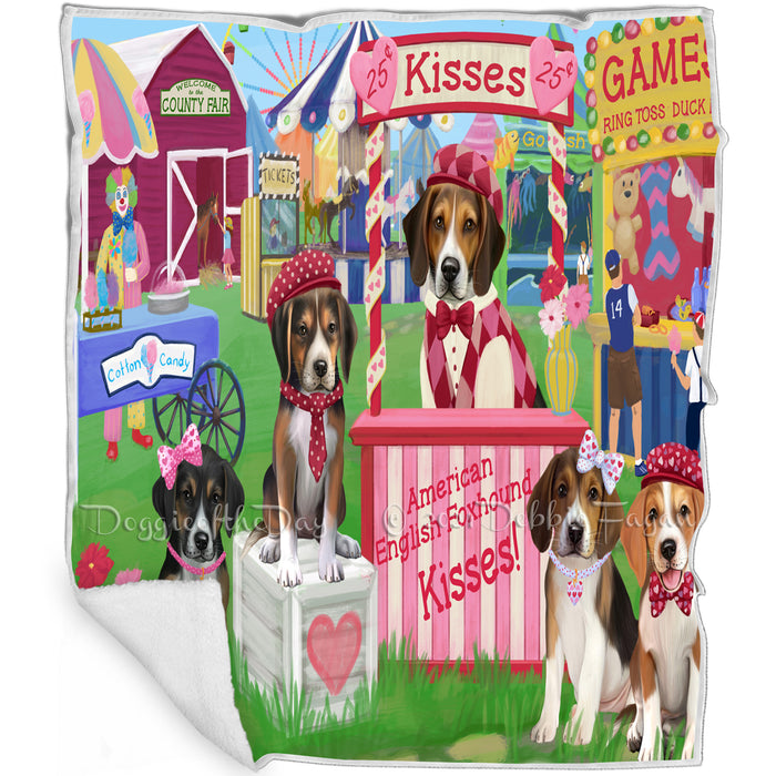 Carnival Kissing Booth American English Foxhound Dogs Blanket BLNKT142590