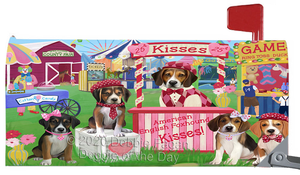 Carnival Kissing Booth American English Foxhound Dogs Magnetic Mailbox Cover Both Sides Pet Theme Printed Decorative Letter Box Wrap Case Postbox Thick Magnetic Vinyl Material