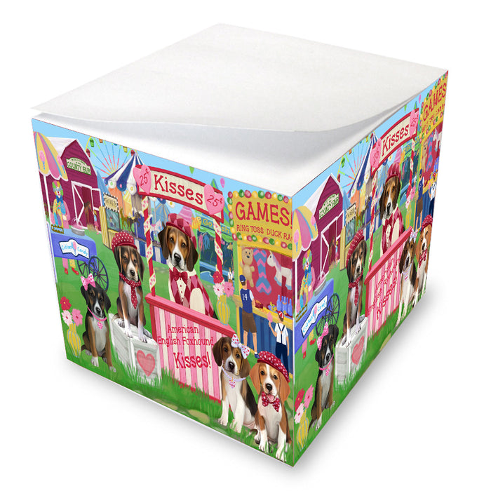 Carnival Kissing Booth American English Foxhound Dogs Note Cube NOC-DOTD-A57231