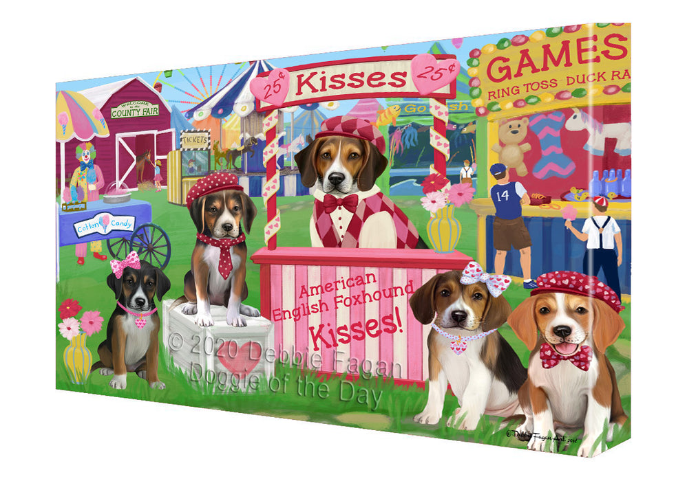 Carnival Kissing Booth American English Foxhound Dogs Canvas Wall Art - Premium Quality Ready to Hang Room Decor Wall Art Canvas - Unique Animal Printed Digital Painting for Decoration