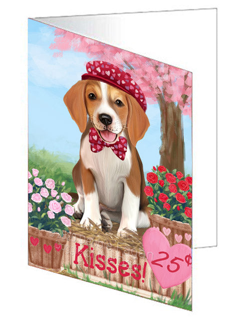 Rosie 25 Cent Kisses American English Foxhound Dog Handmade Artwork Assorted Pets Greeting Cards and Note Cards with Envelopes for All Occasions and Holiday Seasons