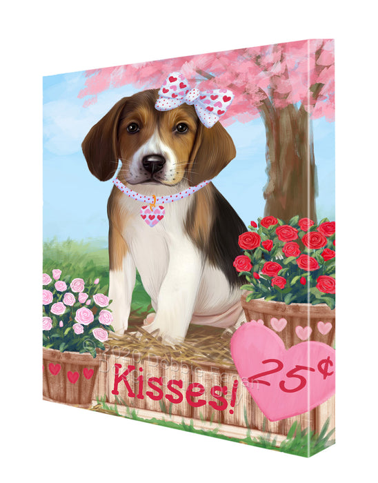 Rosie 25 Cent Kisses American English Foxhound Dog Canvas Wall Art - Premium Quality Ready to Hang Room Decor Wall Art Canvas - Unique Animal Printed Digital Painting for Decoration CVS282