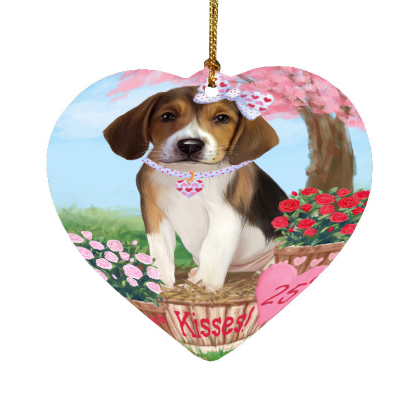Rosie 25 Cent Kisses American English Foxhound Dog Heart Christmas Ornament HPORA59021