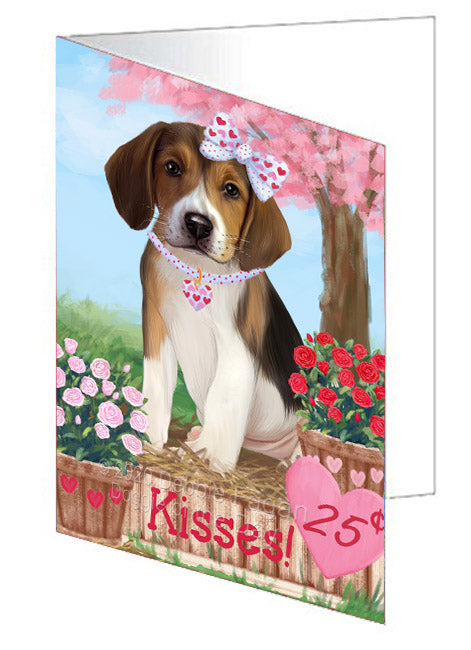 Rosie 25 Cent Kisses American English Foxhound Dog Handmade Artwork Assorted Pets Greeting Cards and Note Cards with Envelopes for All Occasions and Holiday Seasons