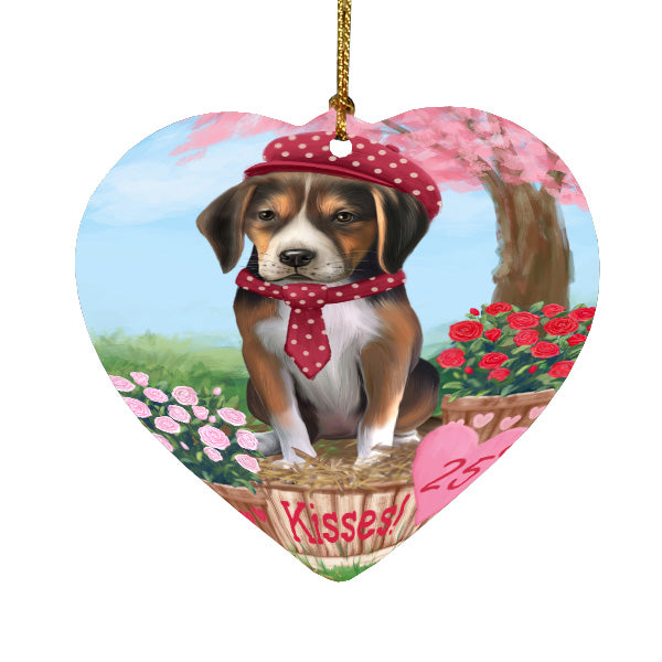 Rosie 25 Cent Kisses American English Foxhound Dog Heart Christmas Ornament HPORA59022