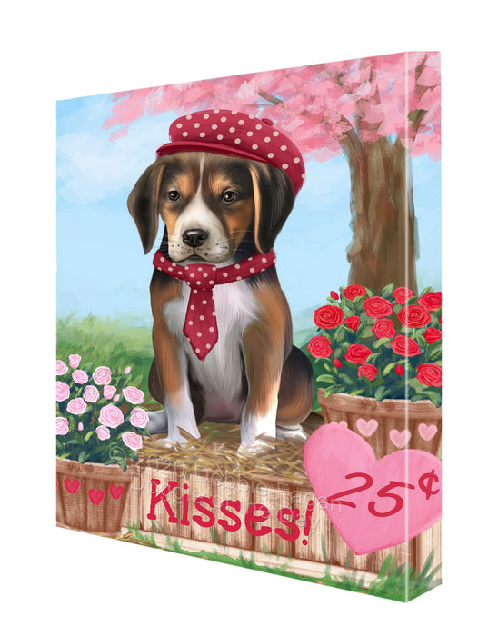 Rosie 25 Cent Kisses American English Foxhound Dog Canvas Wall Art - Premium Quality Ready to Hang Room Decor Wall Art Canvas - Unique Animal Printed Digital Painting for Decoration CVS283