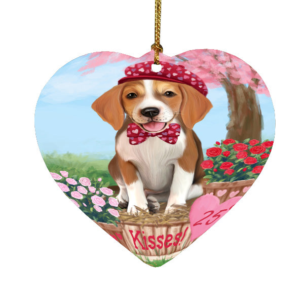 Rosie 25 Cent Kisses American English Foxhound Dog Heart Christmas Ornament HPORA59023