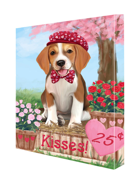 Rosie 25 Cent Kisses American English Foxhound Dog Canvas Wall Art - Premium Quality Ready to Hang Room Decor Wall Art Canvas - Unique Animal Printed Digital Painting for Decoration CVS284