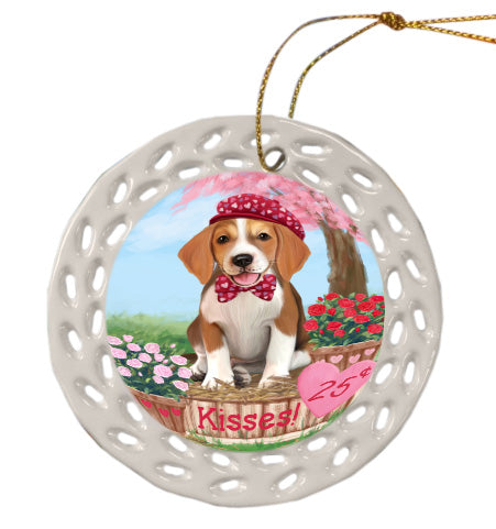 Rosie 25 Cent Kisses American English Foxhound Dog Doily Ornament DPOR58674