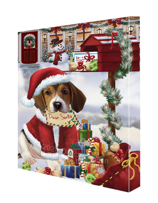 Christmas Dear Santa Mailbox American English Foxhound Dog Canvas Wall Art - Premium Quality Ready to Hang Room Decor Wall Art Canvas - Unique Animal Printed Digital Painting for Decoration CVS263