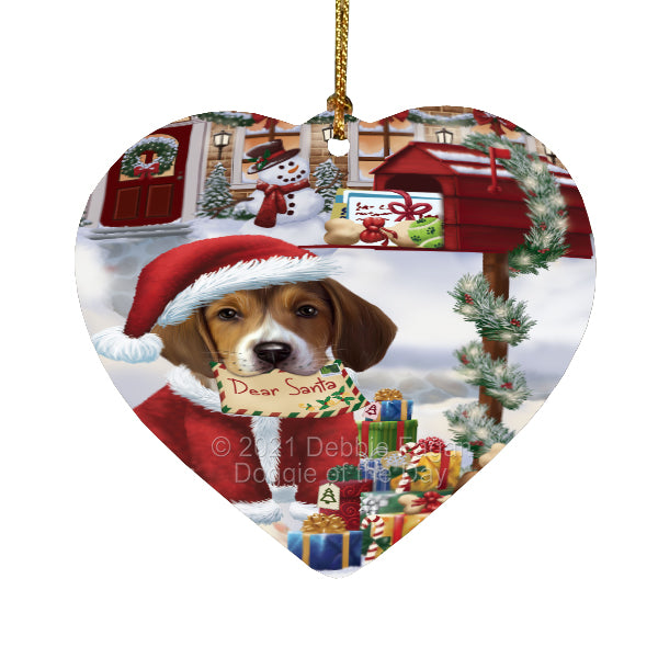 Christmas Dear Santa Mailbox American English Foxhound Dog Heart Christmas Ornament HPORA58994
