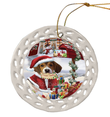 Christmas Dear Santa Mailbox American English Foxhound Dog Doily Ornament DPOR58645
