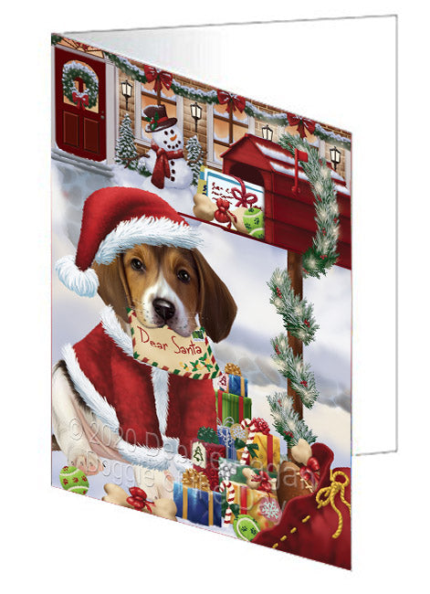 Christmas Dear Santa Mailbox American English Foxhound Dog Handmade Artwork Assorted Pets Greeting Cards and Note Cards with Envelopes for All Occasions and Holiday Seasons