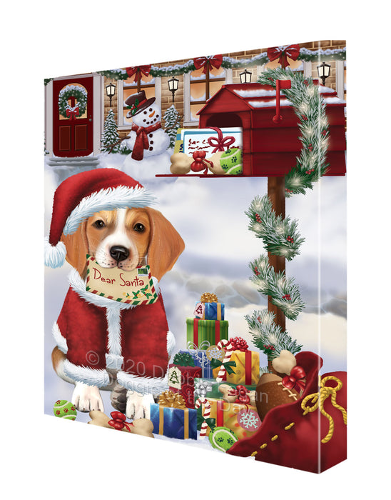 Christmas Dear Santa Mailbox American English Foxhound Dog Canvas Wall Art - Premium Quality Ready to Hang Room Decor Wall Art Canvas - Unique Animal Printed Digital Painting for Decoration CVS264