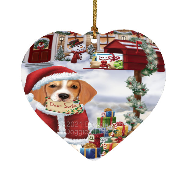 Christmas Dear Santa Mailbox American English Foxhound Dog Heart Christmas Ornament HPORA58995