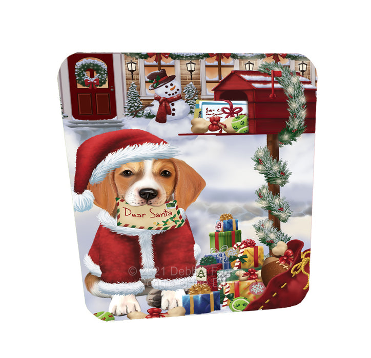 Christmas Dear Santa Mailbox American English Foxhound Dog Coasters Set of 4 CSTA58234